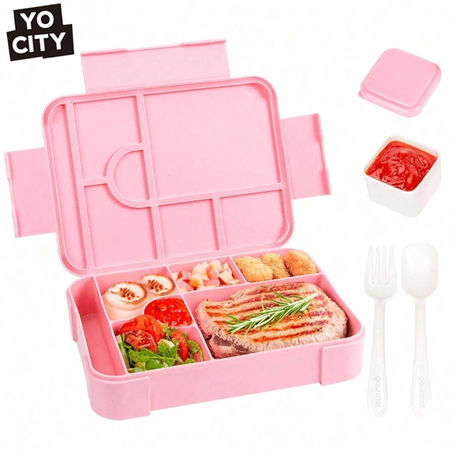 Yocity 1 件装午餐盒,方形隔层微波炉午餐盒,防漏食品容器,可手洗,可拆卸午餐盒,适合工作和旅行,厨房储藏和储存,厨房配件 - 彩色 - 查看 1