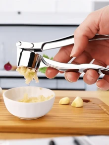 1pc Stainless Steel Garlic Press, Large Kitchen Garlic Crusher, Manual Garlic Mincer & Peeler, Easy To Clean, Durable, Rust-Proof, Easy To Press, Suitable For Daily Cooking, Garlic Tool, Kitchen Gadget, Kitchen Accessory - Multicolor - View 8