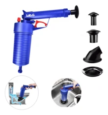Bomba destapa caños azul marino Lab G herramienta destapador manual limpieza cañerías baño cocina eficaz presión profesional mantenimiento hogar fregadero sanitario - Azul Marino - Ver 3