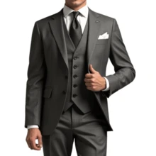 Slim Fit Suit With Vest – Formal Style With A Fashion Touch - Grey - View 6