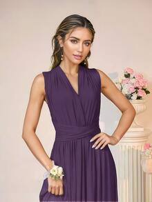 Versatile Christmas Criss-Cross Backless Sexy Party Dress, Suitable For New Year Evening Gown, Spring/Summer - Purple - View 8