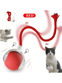 Bola de juguete de silicona rayada recargable por USB para gatos - Un accesorio de juguete interactivo duradero y resistente a mordeduras apto para todas las razas de gatos