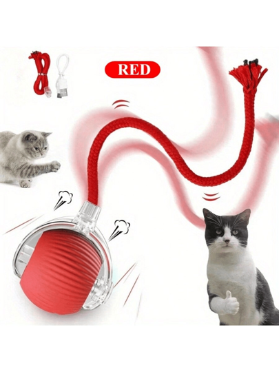 Palla giocattolo a strisce per gatti ricaricabile USB in silicone - Un accessorio giocattolo interattivo durevole e resistente ai morsi, adatto a tutti i tipi di gatti
