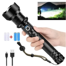 Super Powerful T9 P90/P50 Tactical Led Flashlight Strong Powerful Farm Site Camping Security - 白紅光 - 查看 1