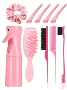 6-Piece Hair Styling Kit For Salon-Quality Hairdos - Includes Brush Set, Spray Bottle, Braiding Tool, Rat Tail Comb & Edge Control Brush, Portable & Suitable For All Hair Types(Black)(Pink)(Purple),Back To School,Travel Holiday Essentials,Hair Accessories For Women,Brush,Hair Brushes,Edge Brush,Brush Hair,Hair Comb,Comb Hair,Detangling Brush,Ball Brush,Mini Hair Brush,Hair Brush Set,Wooden Comb, Comb, Slick Back Brush, Hairbrush, Edge Brush, Brush Hair, Hair Comb, Hair Brush Set, Comb Hair, Mini Hair Brush, Detangling Brush,Hair Products, Hair Tools, Hair Stuff, Hair Care, Curly Hair Brush, Barber, Barber Accessories, Hairdressing Equipment,Travel Essentials,Travel Essential,Hairstyle,Hairdressing,Hair Brush,Slick Back Brush,Styling Brush,Curly Hair Brush,Edge Brush,Hair Comb,Brush Hair,Hair Brush Set,Comb Hair,Comb For Curls,Detangling Brush,Hair Brush For Women,Hair,Travel,Hair Products,Hair Tools,Hair Stuff,Barber,Barber Accessories,Barbershop,Hairdressing Equipment