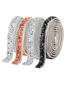 4 Rolls Resin Rhinestone Bling Ribbons Self Adhesive Diamond Crystal Ribbon Roll Glitter Resin Diamond Belt Ribbon For DIY Art Crafts - Multicolor - View 10