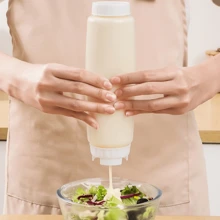 1 Peça Frasco Invertido de Espremedor - Recarregável, Dispensador de Bico Grande, Adequado para Molhos, Ketchup, Creme de Leite Azedo e Xarope - Vedação Automática, Recipiente de Temperos Livre de PVC, Adequado para Uso em Cozinhas e Restaurantes