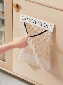 1 pieza Estantería para almacenamiento de bolsas de basura de cocina montada en la pared, capacidad grande, red de almacenamiento de bolsas de plástico con