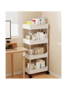 Estantería con ruedas de 2/3/4 niveles, carrito multiusos con ruedas para cocina, dormitorio, baño, organizador móvil - Multicolor - Ver 4