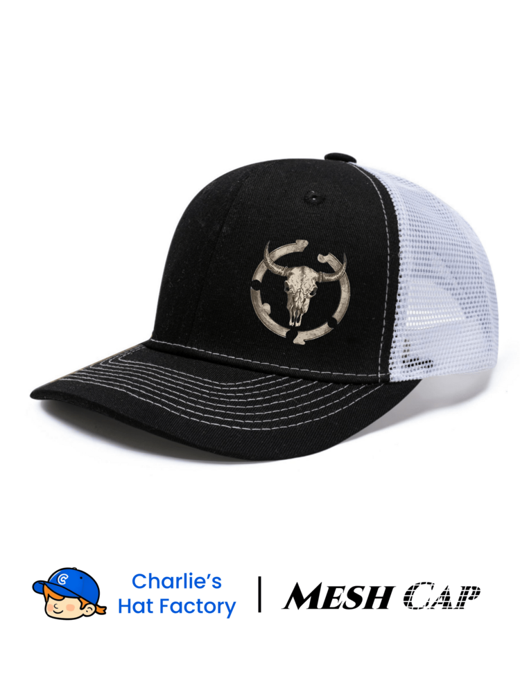 1 件装公牛头骨印花 Cnotrast 网眼帽夏季棒球帽户外透气街头帽卡车司机帽可调节头围高品质 - bull skull - 查看 6