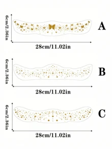 1 片闪闪发光的金色身体纹身贴纸，Ins 风格临时纹身，复古防水自粘身体化妆贴纸，蝴蝶和星形图案设计，适用于派对装饰、狂欢节、万圣节、婚礼装扮、角色扮演服装道具、夜总会装饰、Y2k、音乐节、生日派对装扮、化妆道具、拍照道具、日常装扮配饰、面部装饰贴纸、派对化妆舞会装扮道具 - 彩色 - 查看 7