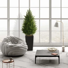 Artificial Topiary Cedar Tree 4ft Faux Plants Indoor Realistic Cypress Tree 2 Set Outdoor Evergreen Fake Shrubs With Square Flower Pot For Home Living Room Front Porch Christmas Decor 2026 Upgrade - Black Planter - 查看 6