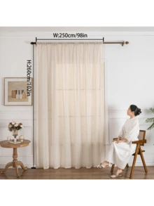 1pc Back-Lit Semi-Sheer Wrinkle-Resistant Linen-Like Curtain Voile