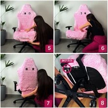 D Vieira Textil Decor Short Fur Gaming Chair Cover With Swivel Wheels - Xám - Xem 8