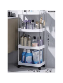Estantería con ruedas de 2/3/4 niveles, carrito multiusos con ruedas para cocina, dormitorio, baño, organizador móvil - Multicolor - Ver 3