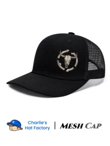 1 件装公牛头骨印花 Cnotrast 网眼帽夏季棒球帽户外透气街头帽卡车司机帽可调节头围高品质 - bull skull - 查看 2