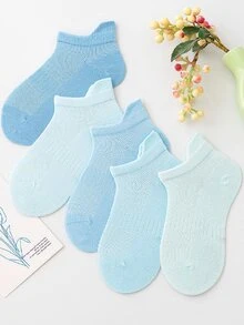 5 Pairs Of Blue Thin Mesh Simple Breathable Non-Slip Boat Socks For Kids - Multicolor - View 16
