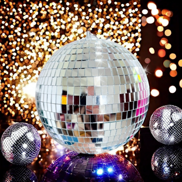 1 قطعة، كرة الديسكو - كرة مرآة معلقة فضية مسلية وممتعة - ديكورات حفلة كبيرة، تصميم الحفلة