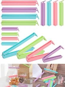 12 piezas - Selladoras de bolsas de alimentos, clips de sellado de bolsas de aperitivos, clips de sellado portátiles de colores aleatorios, abrazadera de sellado de acero inoxidable, clip de sellado de bolsas de aperitivos, adecuado para pinzas de ropa y sellado de bolsas de alimentos y almacenamiento, nueva herramienta de sellado de plástico para accesorios de cocina