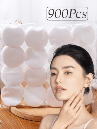 900/450/300/150/75/38片装椭圆形卸妆棉，高品质洁面棉片，低致敏无绒圆形棉片，适合所有肤质，一次性美容湿巾，无纺布洁面湿巾