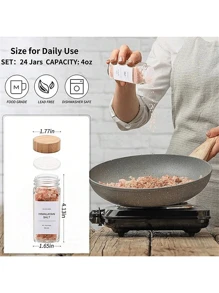 这款圣诞方形玻璃调料罐配有竹/木盖，容量120毫升/4盎司，适用于厨房烧烤调味料，也是厨房装饰和新年礼物的理想之选。 - 無色 - 查看 6