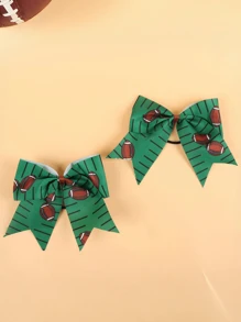 1/2 piezas Coletero de lazo europeo y de la Copa Mundial, súper aficionado, con diseño para aficionados infantiles, cinta grande de mariposa para el pelo, adecuado para porristas escolares, ropa deportiva