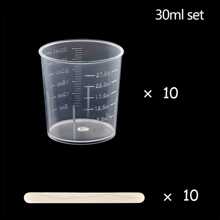 60 Ml 2 Oz/Set And 30 Ml 1 Oz/Set Plastic Graduated Cups Clear Epoxy Mixing Cups With 50 Wood Craft Sticks For Resins, Epoxies, Stains, Mixed Paints 10pcs/1set 50PCs/1SET