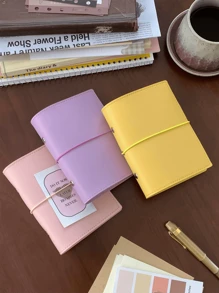 1pc/1 Set A6/A7/A8/M5 Portable Loose-Leaf Binder, Available In Multiple Colors Including Pink, Purple, Gray, PU Leather Planner Notebook, Refillable Pages, Storage Bag, Plan Book, Planning Pages School Supplies, Back To School