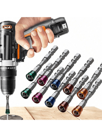 Juego de 5 piezas de puntas de destornillador magnéticas 1/4 - Punta en forma de cruz única PH2 de aleación para destornillador eléctrico con diseño de collar magnético de 65 mm y mango hexagonal ergonómico - Ideal para taladro eléctrico, placa de yeso y proyectos de decoración con tornillos para panel de yeso