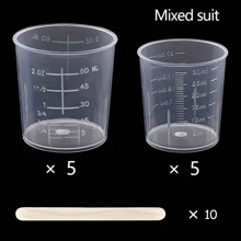 60 Ml 2 Oz/Set And 30 Ml 1 Oz/Set Plastic Graduated Cups Clear Epoxy Mixing Cups With 50 Wood Craft Sticks For Resins, Epoxies, Stains, Mixed Paints 10pcs/1set 50PCs/1SET