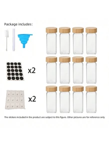 这款圣诞方形玻璃调料罐配有竹/木盖，容量120毫升/4盎司，适用于厨房烧烤调味料，也是厨房装饰和新年礼物的理想之选。 - 無色 - 查看 2