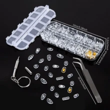 1套眼镜鼻托旋入式眼镜鼻托软硅胶鼻托替换维修工具套装带螺丝小螺丝刀眼镜布太阳镜 - 多款 - 查看 2