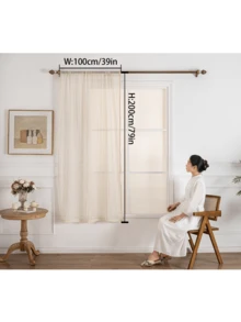 1pc Back-Lit Semi-Sheer Wrinkle-Resistant Linen-Like Curtain Voile