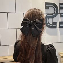 1 Stück Damen Schwarze Chiffon Schleife Haarclip, süßer personalisierter Haarschmuck Haarklammer Haarspangen