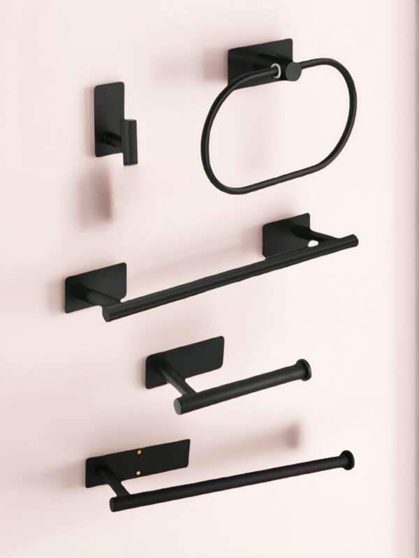 1pc Stainless Steel Bathroom Storage Hook Organizer, Wall Mount Towel Bar, Toilet Paper Holder, Multifunctional