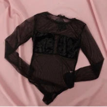 Body Manga Larga Pantiblusa color negro sexy para mujer - Negro - Ver 2