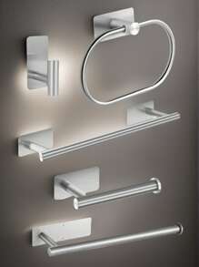 1pc Stainless Steel Bathroom Towel Holder, Towel Ring Organizer Rack