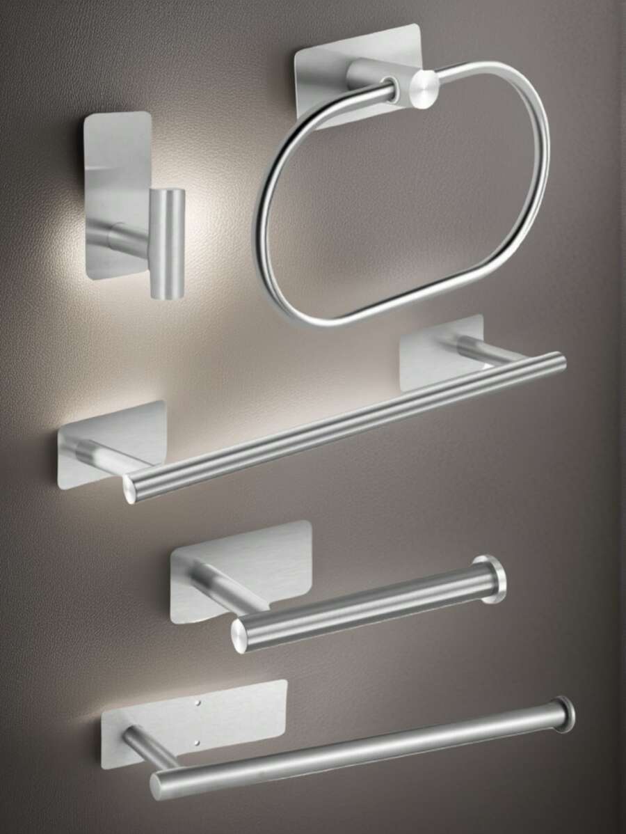 1pc Stainless Steel Bathroom Towel Holder, Towel Ring Organizer Rack