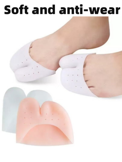 زوج/زوجان من وسادة أصابع القدم السيليكونية البيضاء لمنع الاحتكاك وتوفير الراحة، تصميم قابل للتنفس لحماية أصابع الرقص من الإصابات، خالية من الروائح الكريهة، حل لرعاية القدم، وسادة قابلة للتكيف