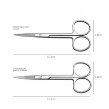 11.3" Stainless Steel Eyebrow Scissors, Makeup Scissors For Eyebrow Trimming, Double Eyelid Tape Cutting, Makeup Artist Use, Household Gauze Scissors - Multicolor - View 2