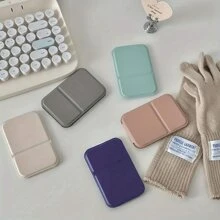 1pc Portable Compact Makeup Mirror, Solid Color, Minimalist, Foldable, Cute Pocket Size