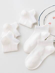 5 Pairs Simple White Mesh Breathable No Show Boat Socks - White - View 5