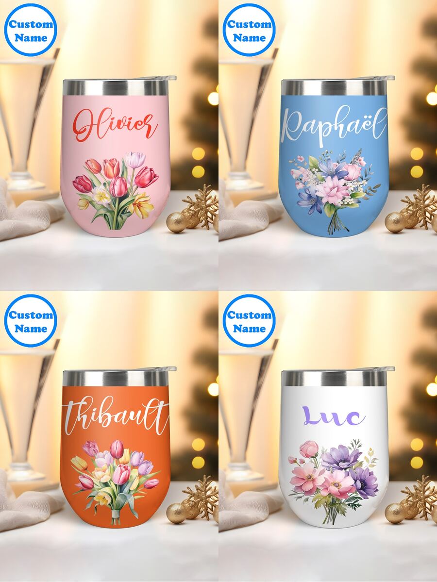 Personaliza esta 1 pieza de termo de acero inoxidable de 12 onzas con botella de agua deportiva con cualquier texto personalizado, nombre/iniciales para hacer un regalo perfecto. Ideal para una despedida de soltera, fiesta de cumpleaños o cualquier evento. - Multicolor - Ver 1
