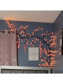 1pc 2.3m-144LED Cherry Blossom Tree Vine Light - 8 Flashing Modes, USB Powered, Flexible Bendable, Suitable For Home Decor, Living Room, Fantasy Garden, Bedroom Decoration, Wall Decor, Yard, Holiday Party, Game Room, Office - Multicolor - View 8