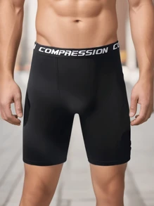 3pcs Men's Plus Size Athletic Shorts, High Stretch Suitable For Running, Swimming, Cycling, Sports Compression Bermuda