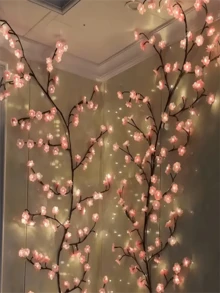 1pc 2.3m-144LED Cherry Blossom Tree Vine Light - 8 Flashing Modes, USB Powered, Flexible Bendable, Suitable For Home Decor, Living Room, Fantasy Garden, Bedroom Decoration, Wall Decor, Yard, Holiday Party, Game Room, Office - Multicolor - View 5