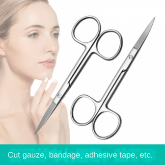 11.3cm Stainless Steel Eyebrow Scissors, Makeup Scissors For Eyebrow Trimming, Double Eyelid Tape Cutting, Makeup Artist Use, Household Gauze Scissors
