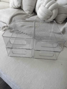 1pc Kitchen Transparent Refrigerator Storage Box, Multi-Functional Drawer-Style Organizer Box, Transparent Compartment Storage Box, Food Preservation Box, Stackable Box With Handles, Transparent Kitchen Box For Refrigerator, Wardrobe, Food Storage - Multicolor - View 3