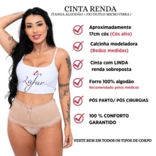 Kit 10 Peças PLUS SIZE  Cinta Renda Modeladora Calcinha Cós Alto Cotton Algodão Conforto Pós Parto  Conforto Redutora De Medidas - Multicolorido - Visão 2