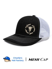 1 件装公牛头骨印花 Cnotrast 网眼帽夏季棒球帽户外透气街头帽卡车司机帽可调节头围高品质 - bull skull - 查看 1